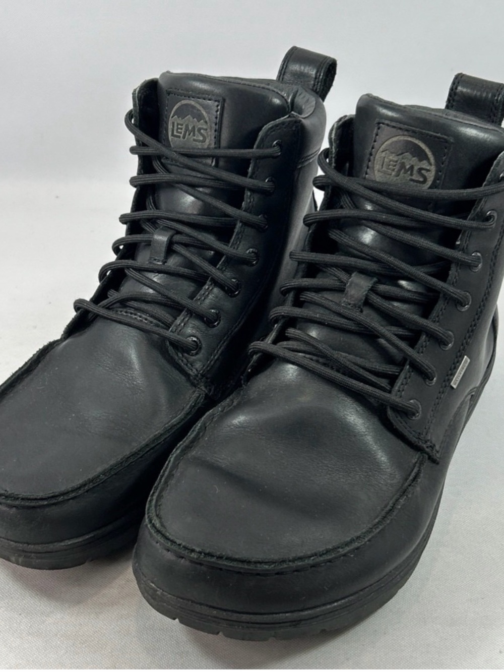 LEMS Boulder Waterproof Hiking Boots Men's 12D Black Leather Minimalist Gorpcore